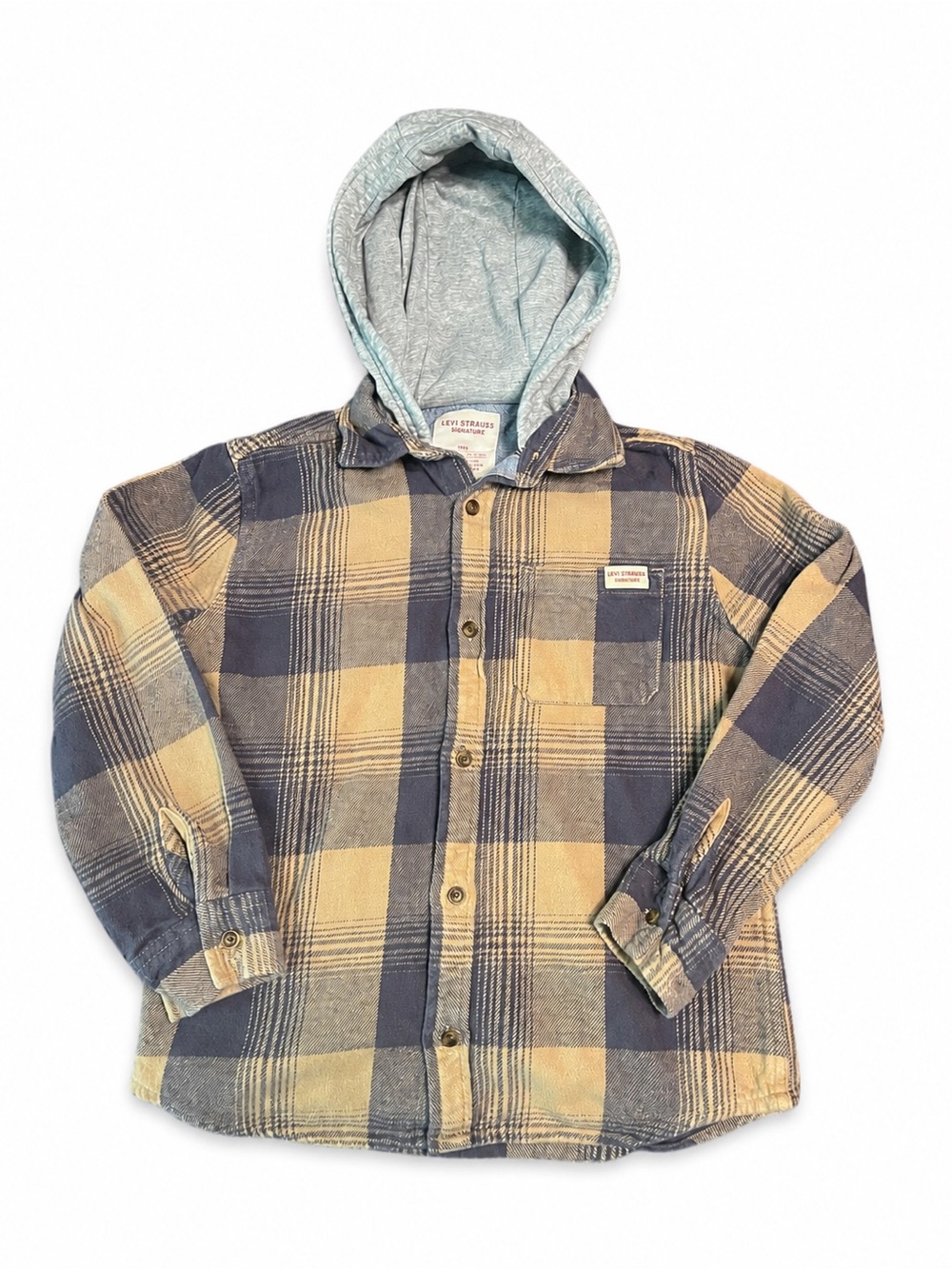 Levi Strauss Signature Boys 10/12 Plaid Hooded Flannel Shirt Jacket